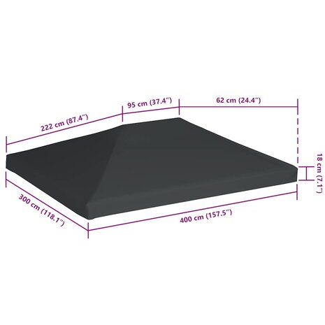 Prieeldak 310 g/m&sup2; 4x3 m grijs 6