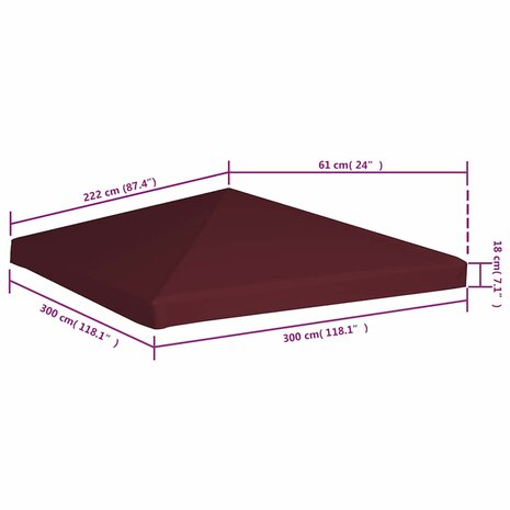 Prieeldak 310 g/m&sup2; 3x3 m bordeaux 6