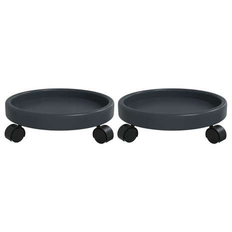 Plantentrolleys 2 st met wielen &oslash;34 cm 35 kg grijs 2