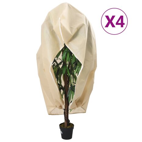 Plantenhoezen met rits 4 st 70 g/m&sup2; 1,55x1,55 m 1