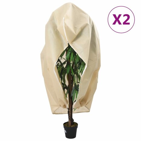 Plantenhoezen met ritssluiting 2 st 70 g/m&sup2; 1,55x1,55 m 1