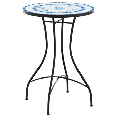 Bistrotafel &Oslash; 50x70 cm keramiek blauw en wit 2