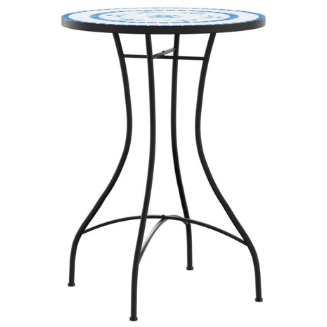 Bistrotafel &Oslash; 50x70 cm keramiek blauw en wit 4