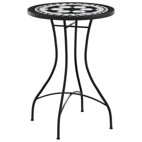 Bistrotafel moza&iuml;ek &Oslash;50x70 cm keramiek zwart en wit 2