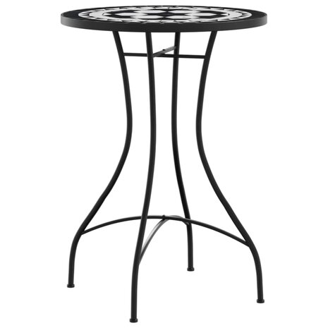 Bistrotafel moza&iuml;ek &Oslash;50x70 cm keramiek zwart en wit 4