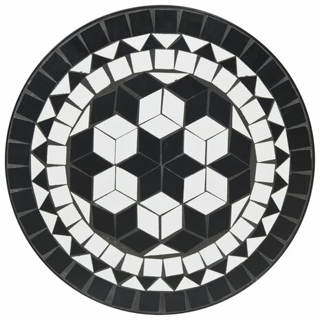 Bistrotafel moza&iuml;ek &Oslash;50x70 cm keramiek zwart en wit 6