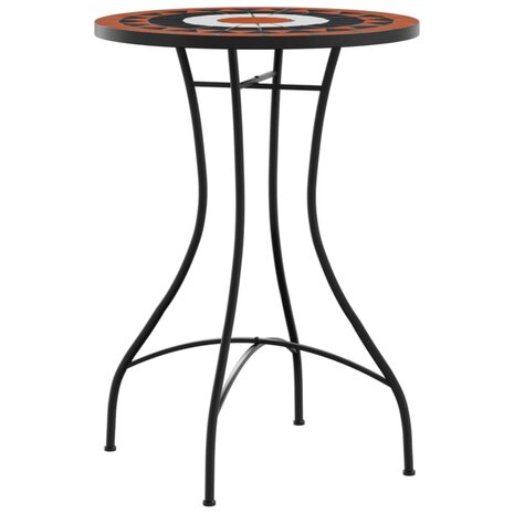 Bistrotafel moza&iuml;ek &Oslash;50x70 cm keramiek terracottakleurig en wit 4