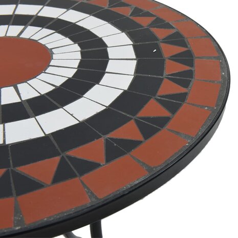 Bistrotafel moza&iuml;ek &Oslash;50x70 cm keramiek terracottakleurig en wit 7