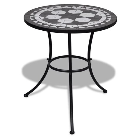 Bistrotafel 60 cm moza&iuml;ek zwart en wit 1