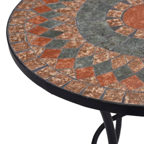 Bistrotafel moza&iuml;ek 60 cm keramiek oranje en grijs 4
