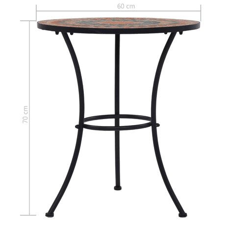 Bistrotafel moza&iuml;ek 60 cm keramiek oranje en grijs 8