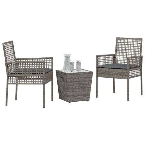 Tuin Bistroset 3 pcs Grijs poly rattan 3