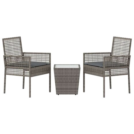 Tuin Bistroset 3 pcs Grijs poly rattan 7