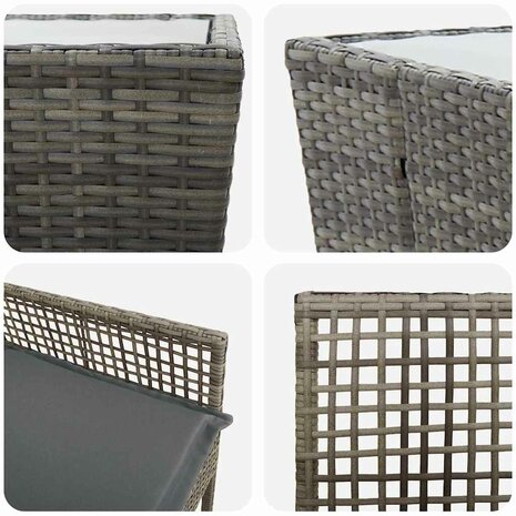 Tuin Bistroset 3 pcs Grijs poly rattan 9