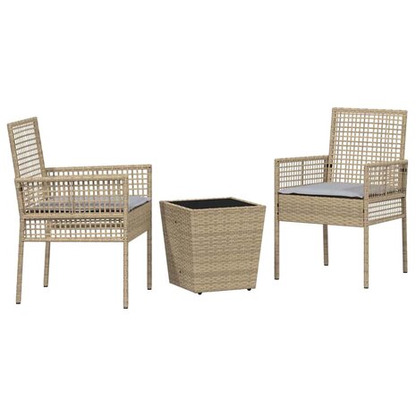Tuin Bistroset 3 pcs Beige poly rattan 2