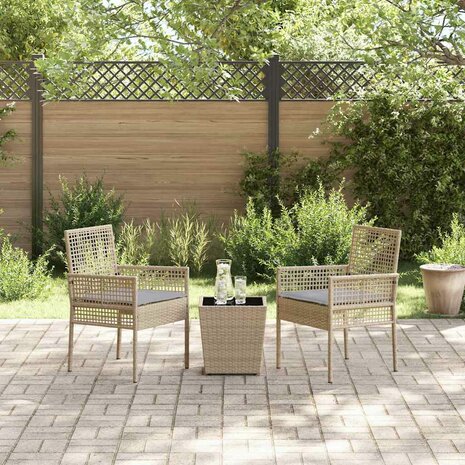 Tuin Bistroset 3 pcs Beige poly rattan 4