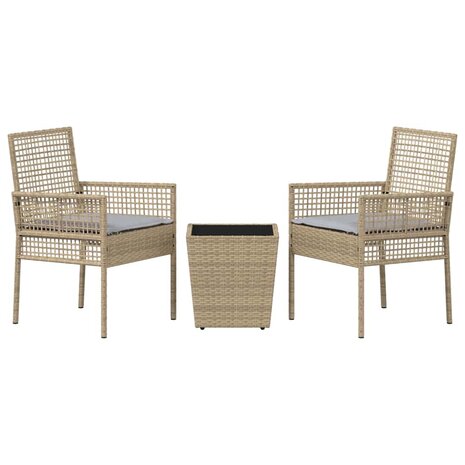 Tuin Bistroset 3 pcs Beige poly rattan 7