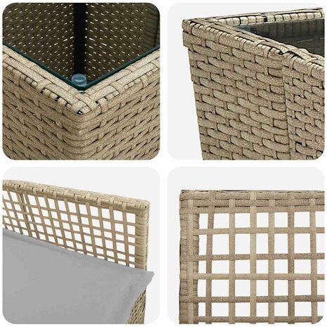 Tuin Bistroset 3 pcs Beige poly rattan 9