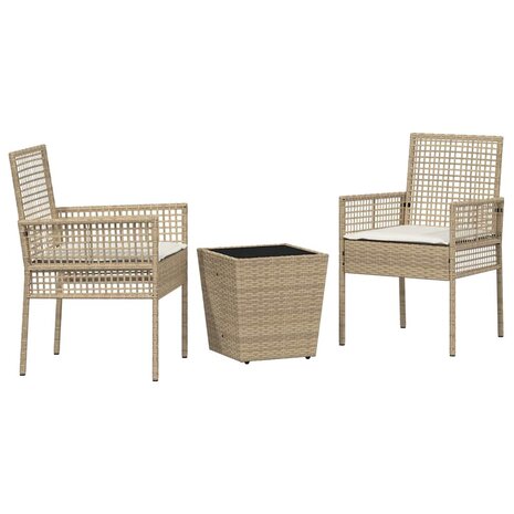 Tuin Bistroset 3 pcs Beige poly rattan 2