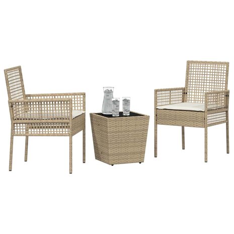 Tuin Bistroset 3 pcs Beige poly rattan 3