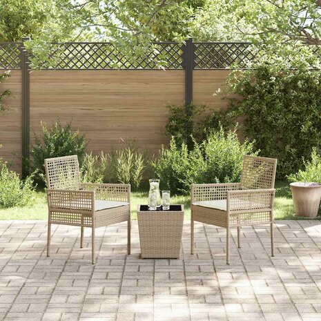 Tuin Bistroset 3 pcs Beige poly rattan 4