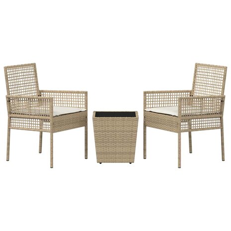 Tuin Bistroset 3 pcs Beige poly rattan 7