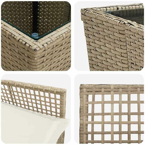 Tuin Bistroset 3 pcs Beige poly rattan 9