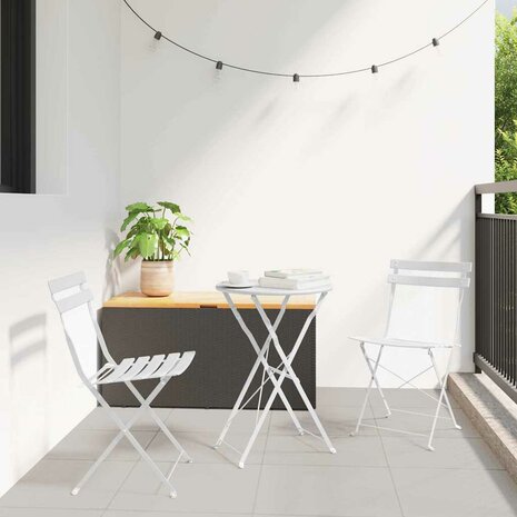 Vouw Bistroset 3 pcs Wit Staal 1