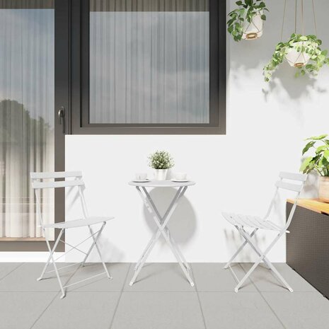 Vouw Bistroset 3 pcs Wit Staal 4