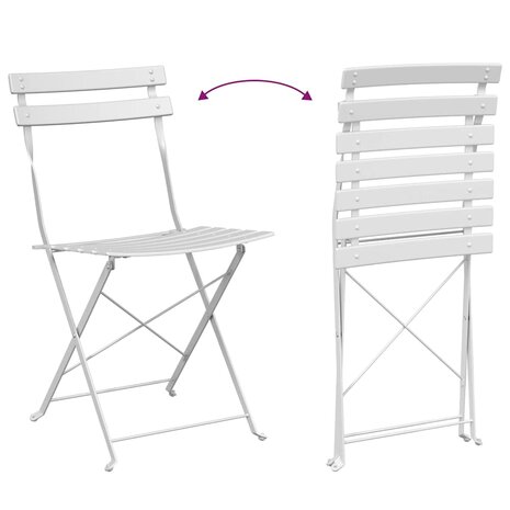 Vouw Bistroset 3 pcs Wit Staal 9