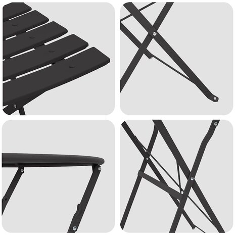 Vouw Bistroset 3 pcs Antraciet Staal 8