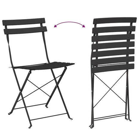 Vouw Bistroset 3 pcs Antraciet Staal 9