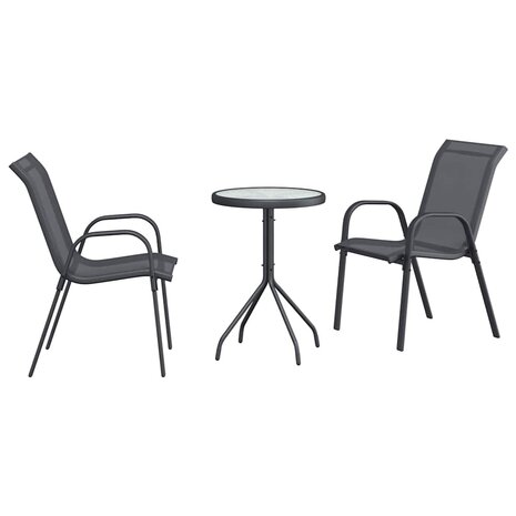 Tuin Bistroset 3 pcs Grijs Staal 2