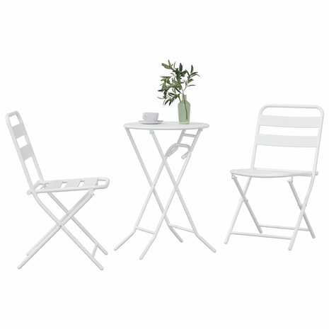Tuin Bistroset 3 pcs Wit Staal 3