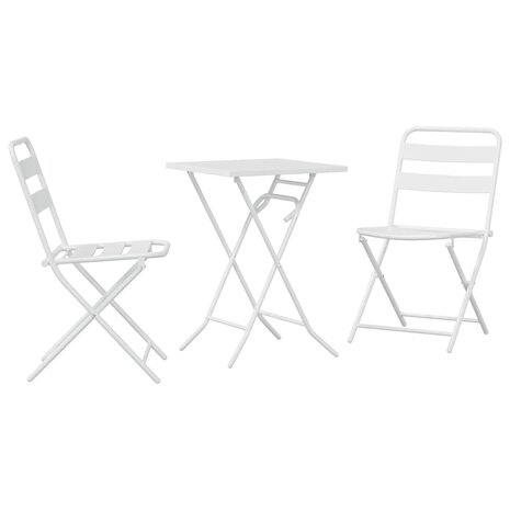 Tuin Bistroset 3 pcs Wit Staal 2