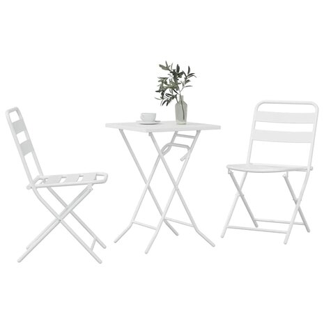 Tuin Bistroset 3 pcs Wit Staal 3