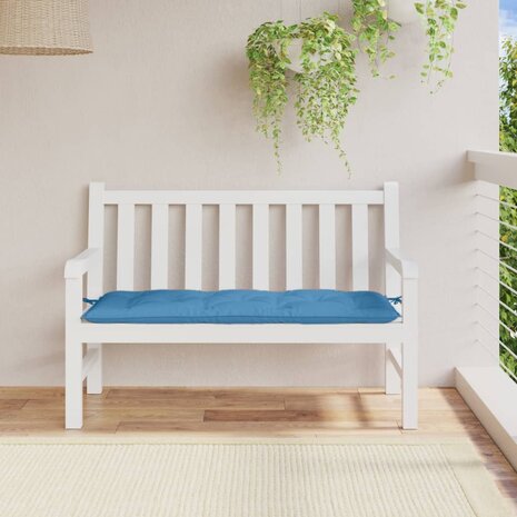 Tuinbankkussen 120x50x7 cm stof gem&ecirc;leerd blauw 3