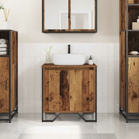 Badkamerkast Oud Hout 60 x 35 x 60 cm Bewerkt hout 1
