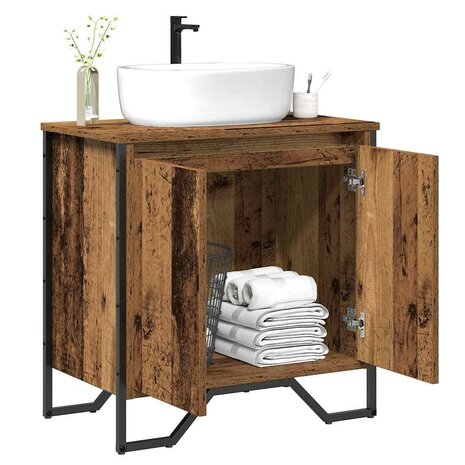 Badkamerkast Oud Hout 60 x 35 x 60 cm Bewerkt hout 3