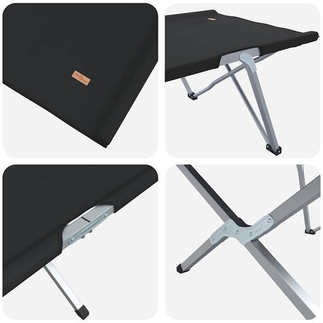 Opvouwbaar Veldbed Zwart 194 x 62,5 x 42,5 cm 8