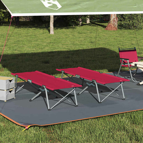 Opvouwbaar Veldbed 2 pcs Rood 194 x 62,5 x 42,5 cm 1
