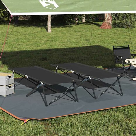 Opvouwbaar Veldbed 2 pcs Zwart 206 x 76 x 74 cm 1