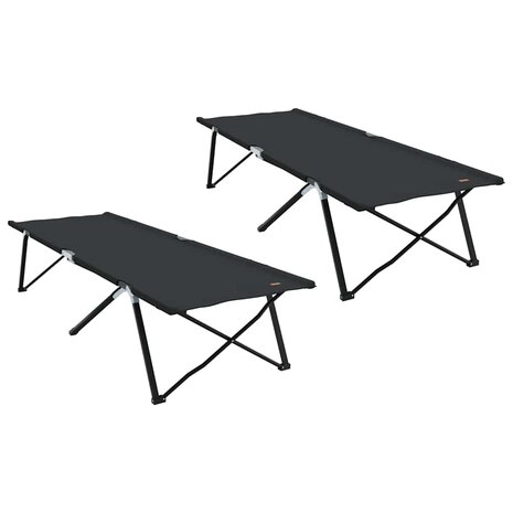 Opvouwbaar Veldbed 2 pcs Zwart 206 x 76 x 74 cm 2
