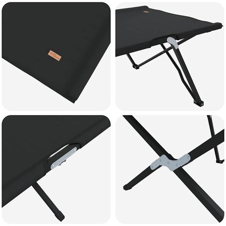 Opvouwbaar Veldbed 2 pcs Zwart 206 x 76 x 74 cm 9