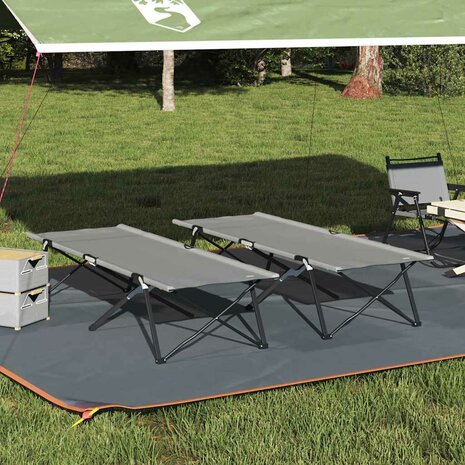 Opvouwbaar Veldbed 2 pcs Grijs 206 x 76 x 74 cm 1