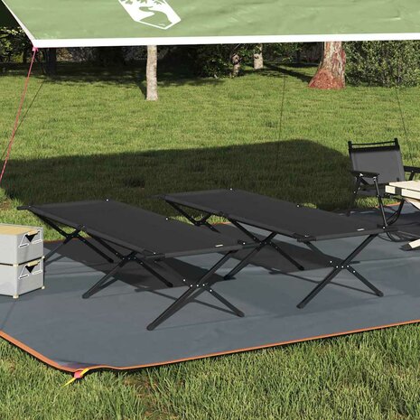 Opvouwbaar Veldbed 2 pcs Zwart 210 x 80 x 46 cm Oxford stof 1