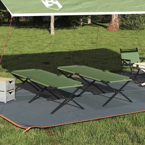 Opvouwbaar Veldbed 2 pcs Groen 210 x 80 x 46 cm Oxford stof 1