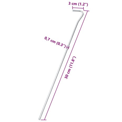 Tentharingen 50 st &Oslash;7 mm 30 cm gegalvaniseerd staal 5