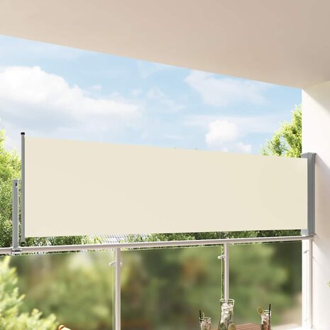 Tuinscherm uittrekbaar 100x300 cm cr&egrave;mekleurig 1