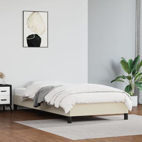 Bedframe kunstleer cr&egrave;mekleurig 80x200 cm 1